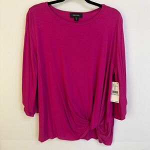 Karen Kane Womens Fuchsia Pink Flare Sleeve Top 1X Made in USA Flowy Boho $98